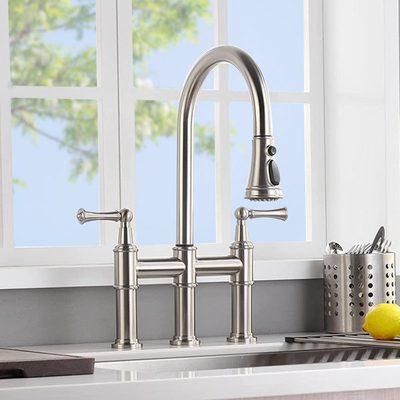 Bridge Pull Down Kitchen Faucet, 3-Hole