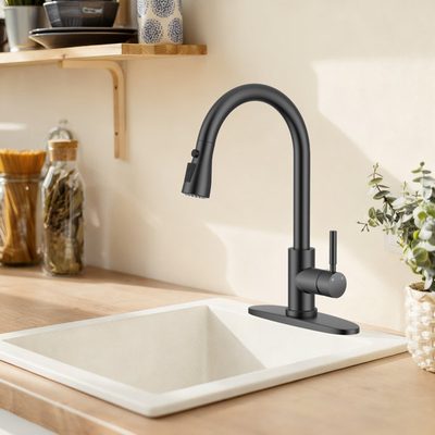 High Arc Commercial Kitchen Faucet with 20" Retractable Hose