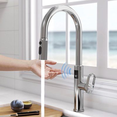 MASO Touchless Kitchen Faucet with Pull-Down Sprayer and Temperature Display