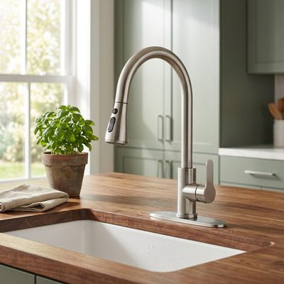 Stainless Steel Pull-Down Sprayer Kitchen Faucet in Brushed Nickel