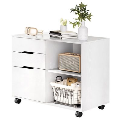 Corwynn 31 Inch 3-Drawer Soft-Close Mobile Lateral File Cabinet