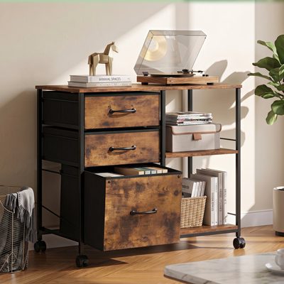 Kaylianna 29.6 Inch Mobile Filing Cabinet with Shelves