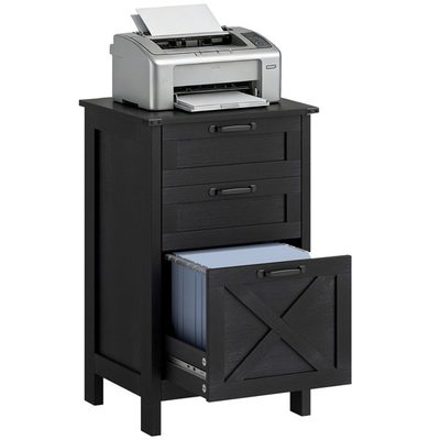 3-Drawer Wood File Cabinet, Black