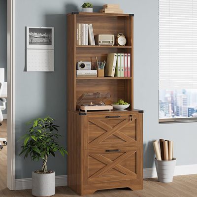 2-Drawer Wood Filing Cabinet with Lock, Letter and Legal Size