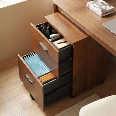 2-Drawer Mobile Wood Filing Cabinet with Wheels
