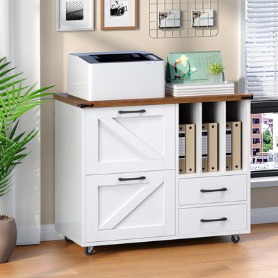 Farmhouse Wheeled Printer Stand and File Organizer