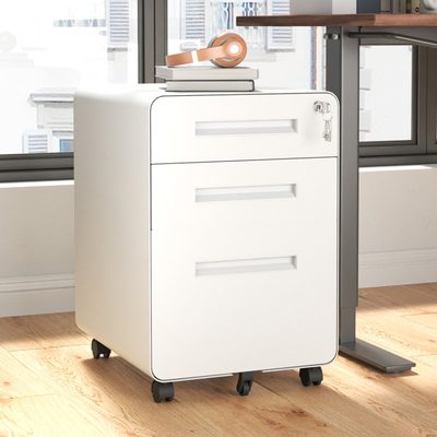 Makeace Fully Assembled 3-Drawer Mobile Metal Filing Cabinet