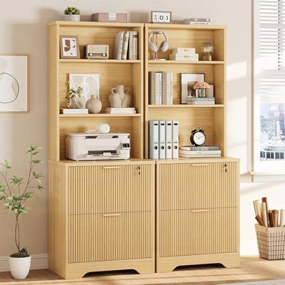 2-Drawer Wood Filing Cabinet with Lock, Letter Size