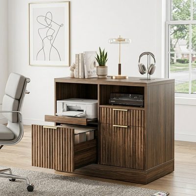32 Inch 2-Drawer Lateral Filing Cabinet with Charging Station