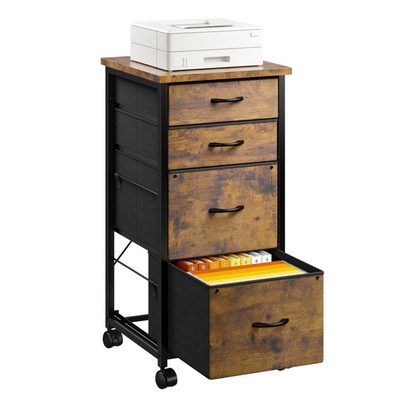 15.7 Inch 4-Drawer Vertical File Cabinet with Locking Casters