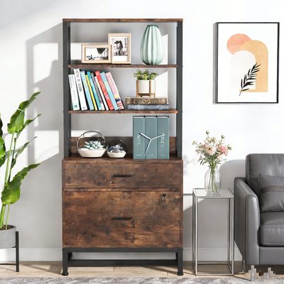 2-Drawer Tall File Cabinet with Shelves