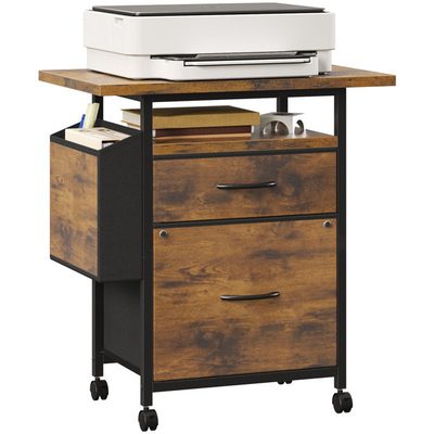 24 Inch 2-Drawer Mobile File Cabinet with Printer Stand