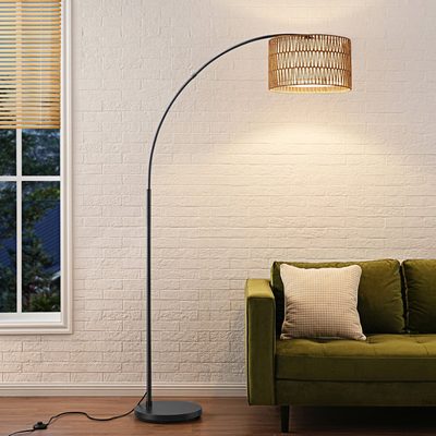 Peavine 76" Rattan Arched Floor Lamp with Remote Control
