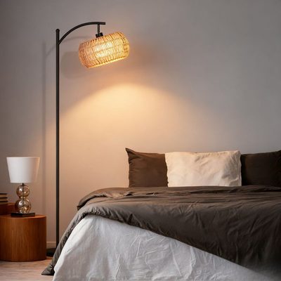 Atlasburg 63" Metal Arched Floor Lamp with Rattan Shade