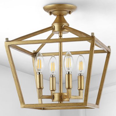 Hubbardton 12" 4-Light Modern Farmhouse Open-Frame Pagoda Lantern Semi Flush Mount