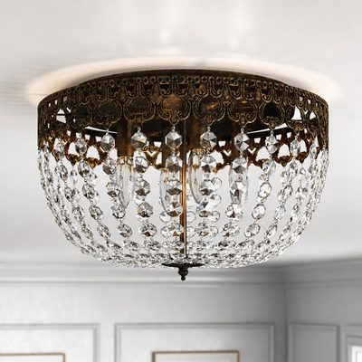 Ealie Melrose 4-Light Metal and Crystal Flush Mount