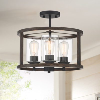 Kwong 3-Light Dimmable Glass Semi Flush Mount