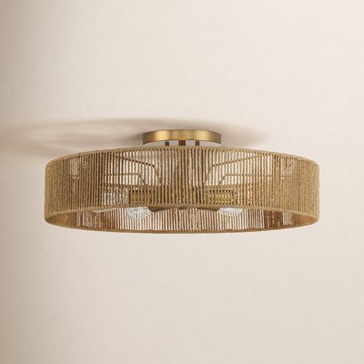 Julep 5-Light Dimmable Steel Semi Flush Mount with Rope Accents