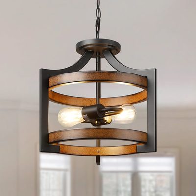 Amadi 13.5" 2-Light Lantern Semi Flush Mount