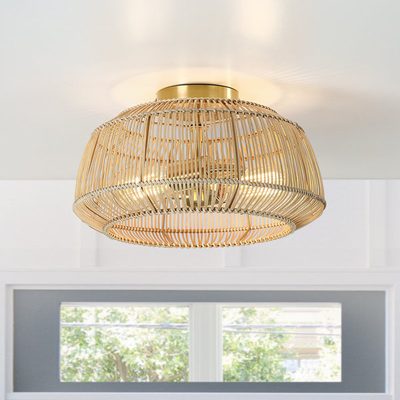 Tamil 2-Light Rattan Semi Flush Mount