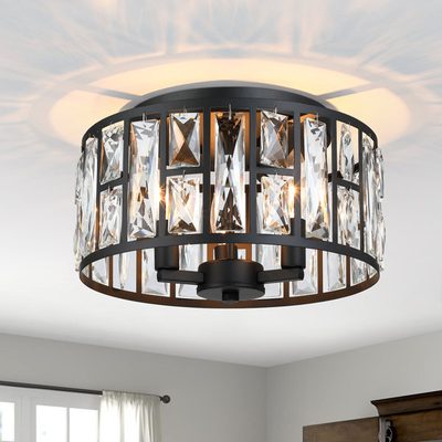 Leanni 3-Light 12" Modern Crystal Flush Mount