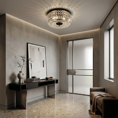 Ettinger 11.8" 3-Light Metal and Crystal Drum Flush Mount