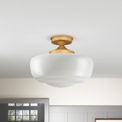 Lovina Modern Farmhouse Semi Flush Mount with Opal Milk Glass Shade