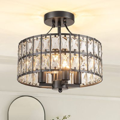 Elonso 12.5" 4-Light Crystal Semi Flush Mount