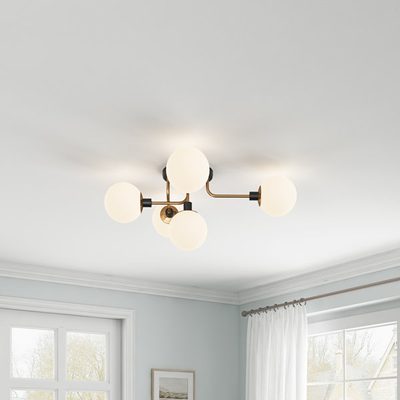 Lynnaya 5-Light Sputnik Semi-Flush Mount with Glass Globes
