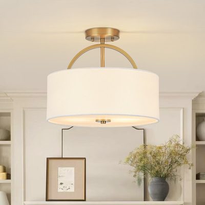 2-Light Dimmable Drum Semi Flush Mount