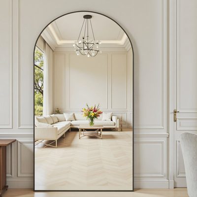 Large Oversized Arched Floor Mirror with Stand