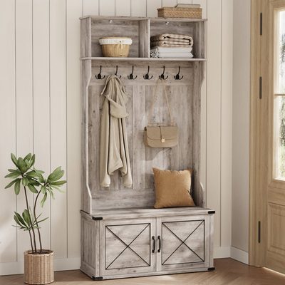 Thirza 39 Inch Hall Tree with Shoe Storage