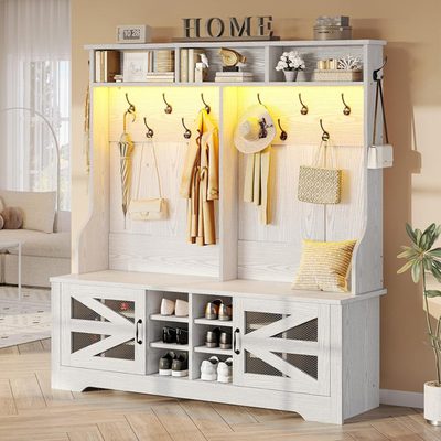 Rebhun LED Lighting Hall Tree with Shoe Storage