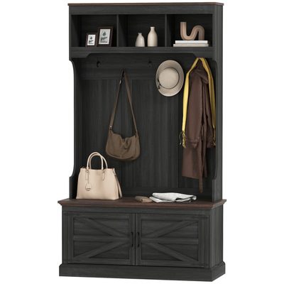 3-in-1 Hall Tree with Shoe Storage and Standing Coat Rack