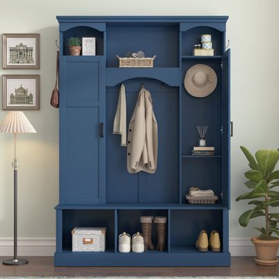 Hall Tree with Storage Bench, Cabinets and Hooks