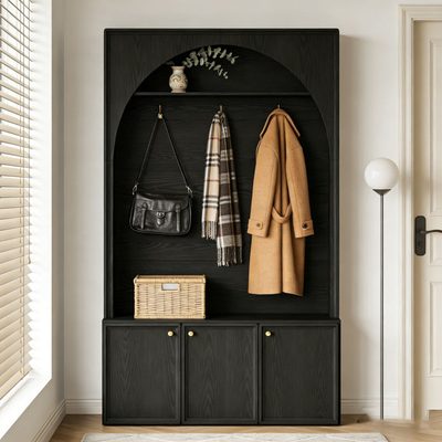 All-in-One Retro Arched Hall Tree with Adjustable Shelves