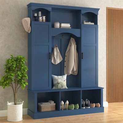 Modern All-in-One Arched Hall Tree with Adjustable Shelves