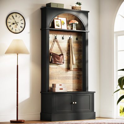 4-in-1 Entryway Hall Tree with Bench, Shoe Storage and Coat Hooks