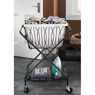 Artesa Verona Collapsible Metal Laundry Cart with Removable Basket