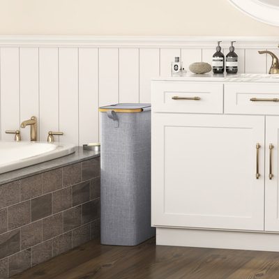 65L Slim Laundry Hamper with Lid and Removable Liner