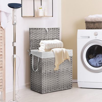 Comeau Foldable Rattan Laundry Hamper with Removable Liner