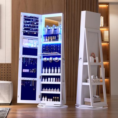 360° Swivel Jewelry Armoire with Full-Length Mirror