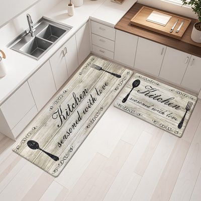 Anti-Fatigue Non-Skid Waterproof Kitchen Mats, Set of 2 (Brown)