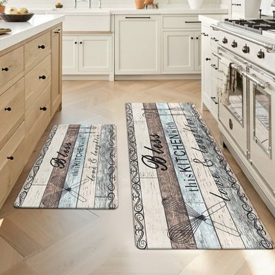 Anti-Fatigue Waterproof Cushioned Kitchen Mat, Set of 2