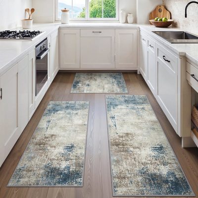 Non-Slip Washable Abstract Kitchen Rug Set