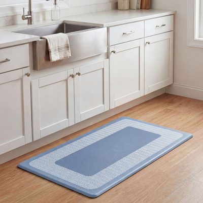 Chef Gear Hettie Herringbone Border Wellness Kitchen Mat