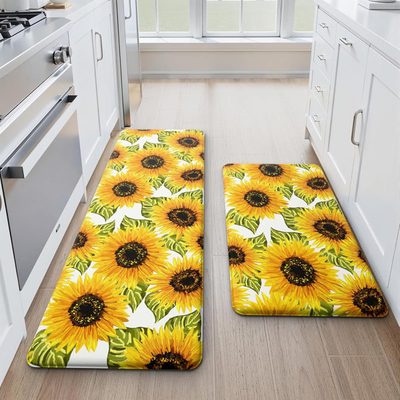 Sunflower Anti-Fatigue Kitchen Mat, Set of 2