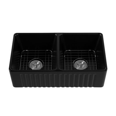 DeerValley Eclipse 33" Double Bowl Fireclay Farmhouse Sink