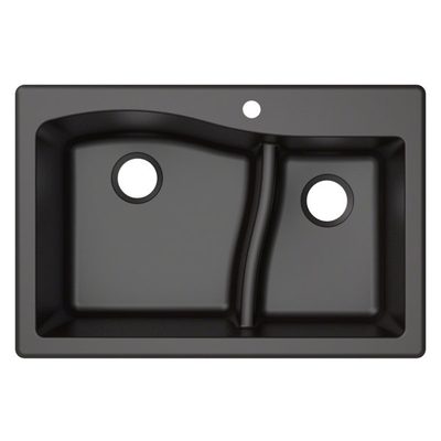 KRAUS Quarza 33" Dual Mount 60/40 Double Bowl Granite Sink