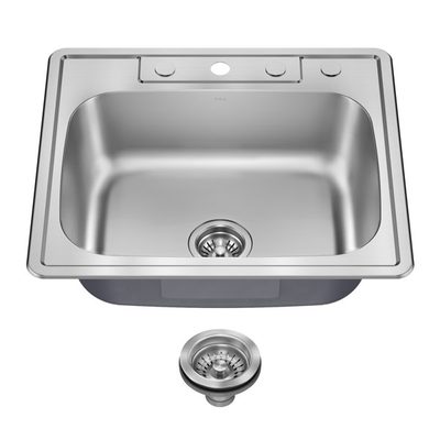 KRAUS Premier 25" Drop-In Single Bowl 18 Gauge Stainless Steel Sink